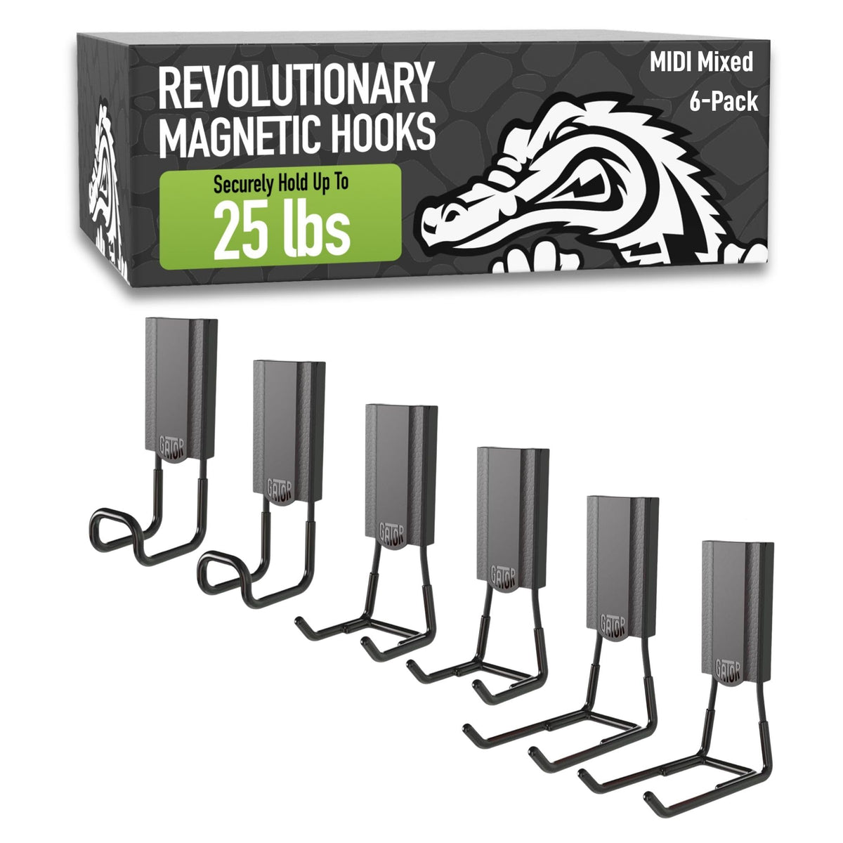 Gator Magnetics MIDI open hook on steel door showing strong hold.