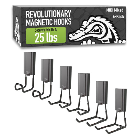 Gator Magnetics MIDI open hook on steel door showing strong hold.