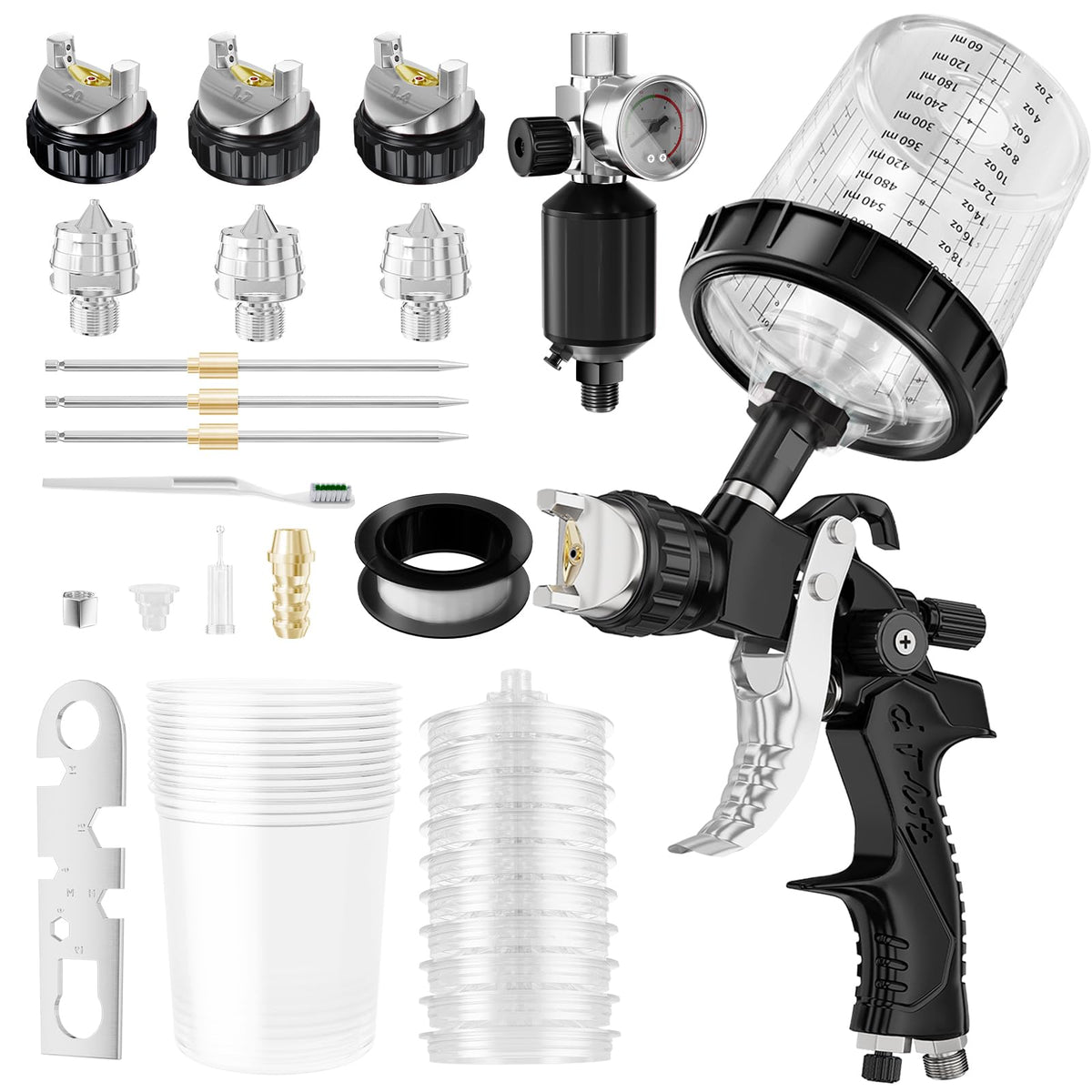 GATTLELIC HVLP spray gun brass hood for smooth atomization