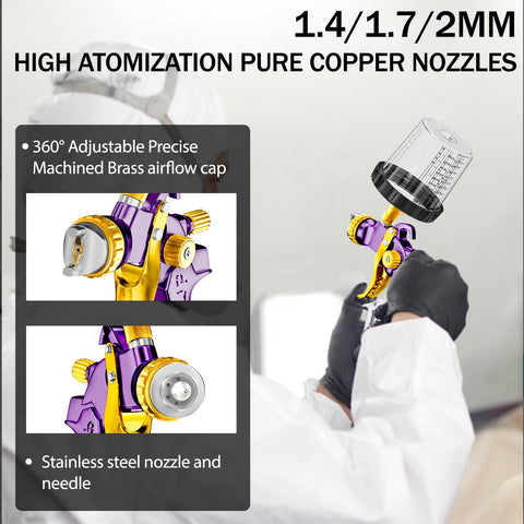 GATTLELIC spray gun with 1-7mm nozzle for primers and mid-viscosity coatings.