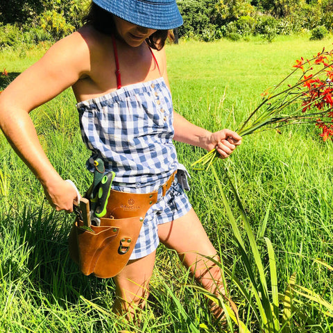Gaucha Designs Leather Tool Belt detachable pouch and pockets for versatile use.