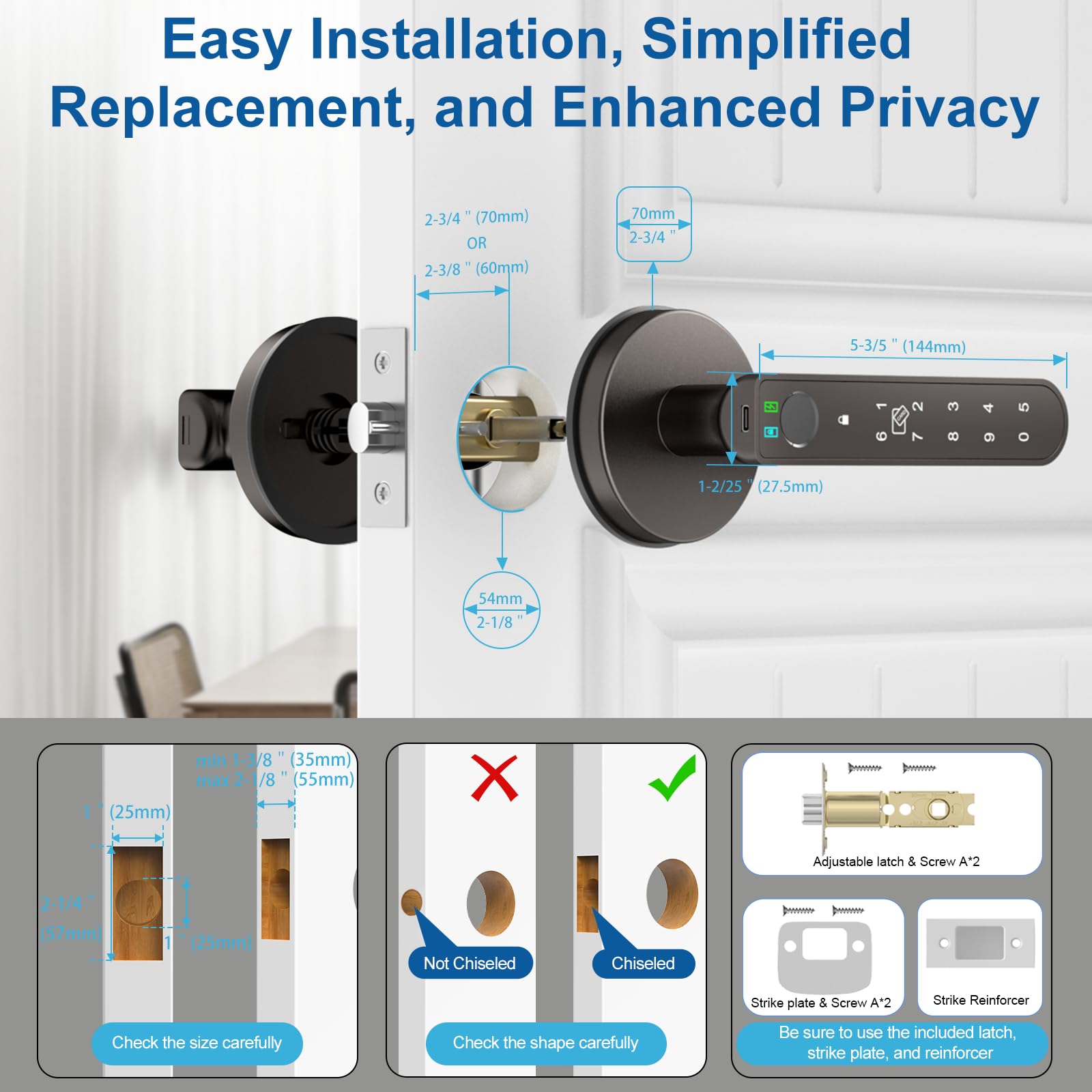 Gavdhe door lock emergency power port shows USB-C backup for continuity