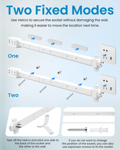 GaWear Tool-free installation of the outlet extender shown plugging into a socket