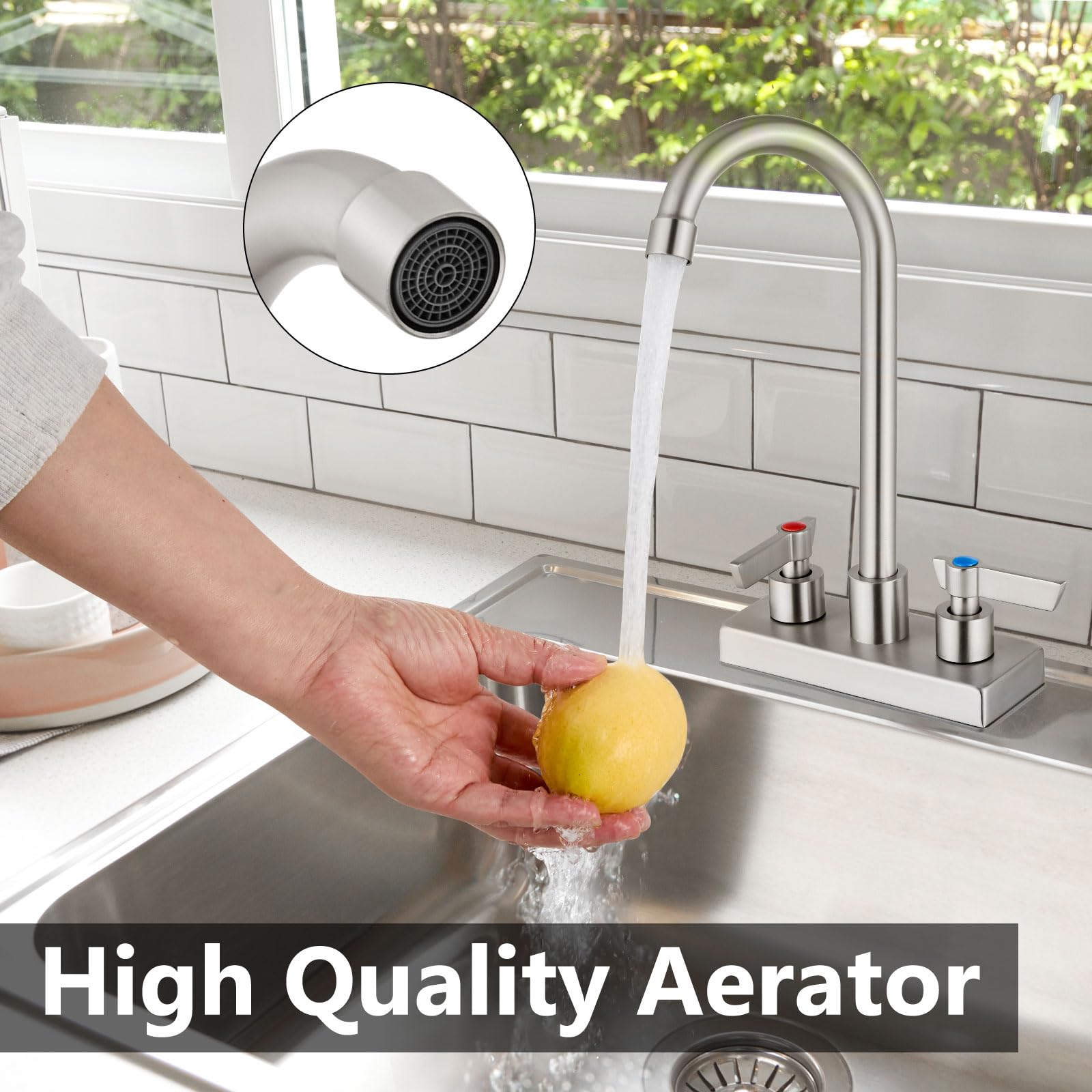 GBBNE brushed nickel finish faucet blends with modern spaces