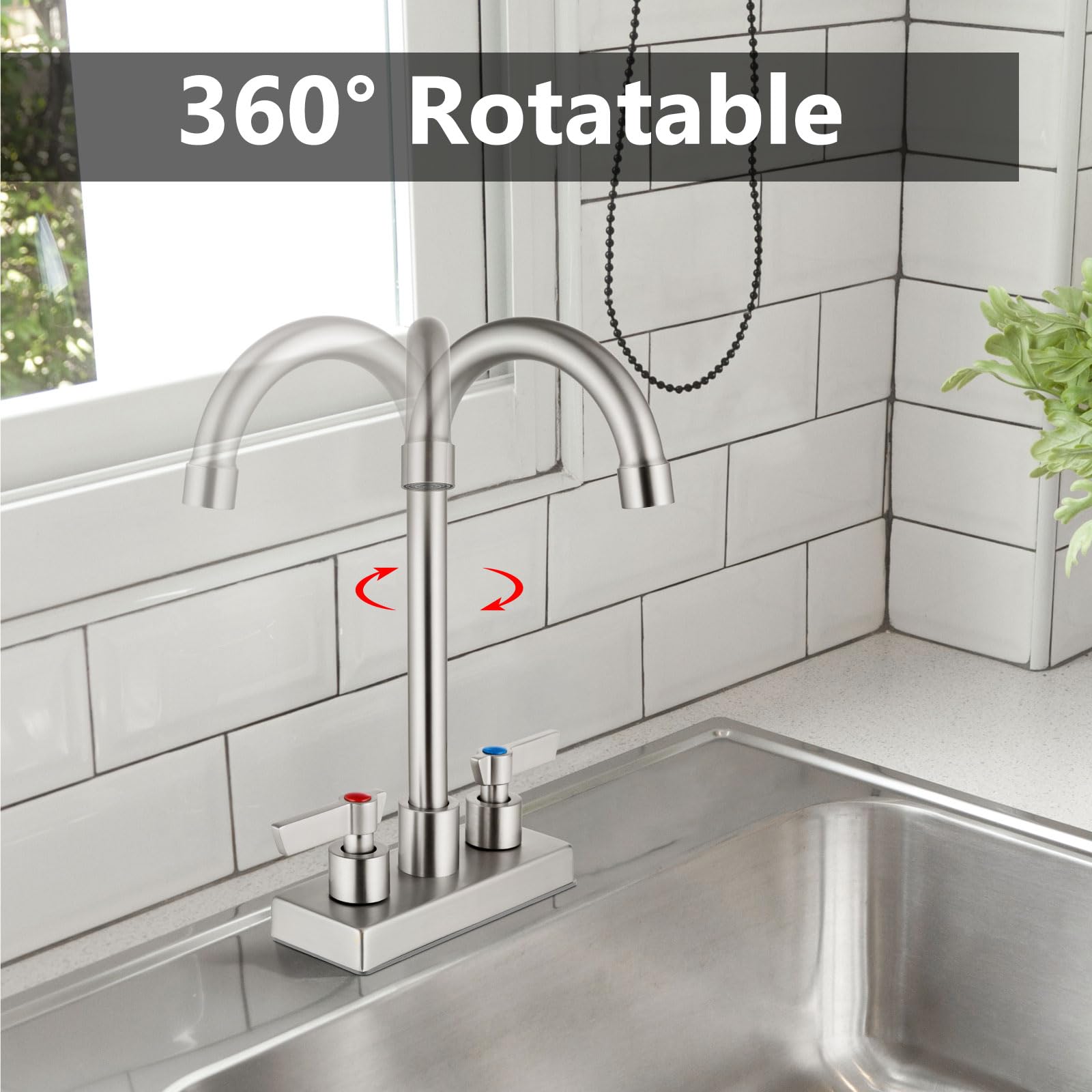 GBBNE faucet with 4.9 inch reach covers large sinks