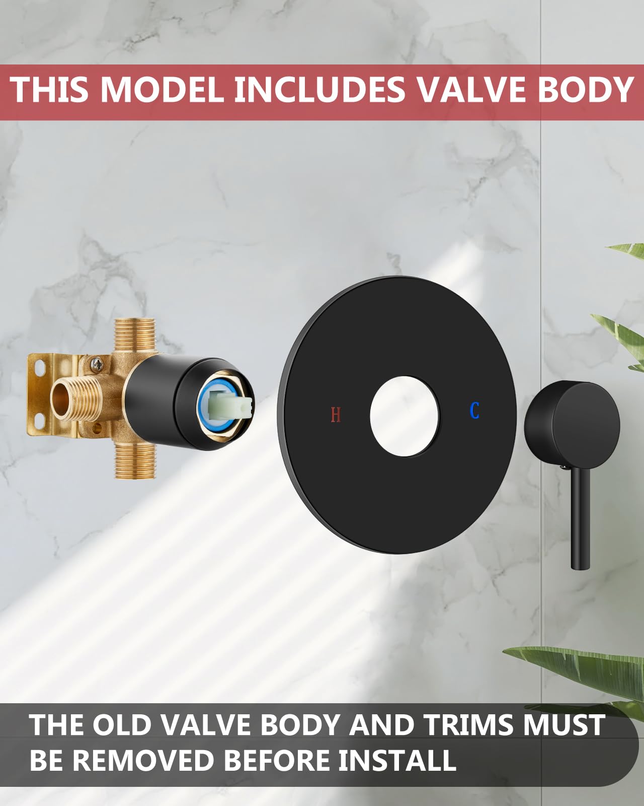 GBBNE complete shower trim kit with arm, head, plate