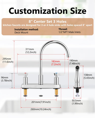 GBBNE 3-4 hole deck-mount compatibility for versatile installation