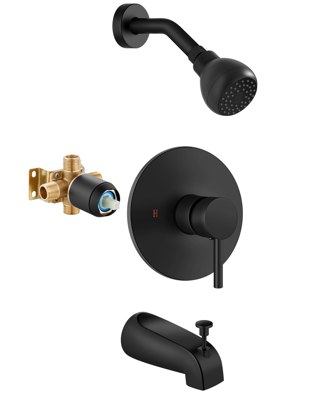GBBNE matte black tub and shower faucet set for modern bathrooms