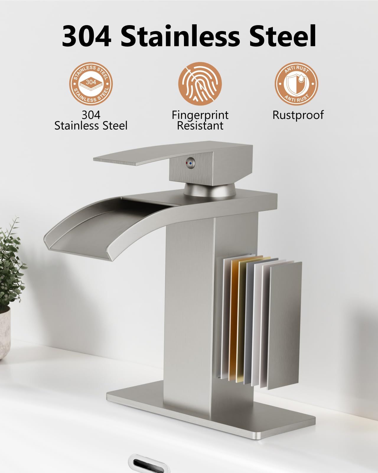 GBBNE pop-up drain included for easy bathroom drainage