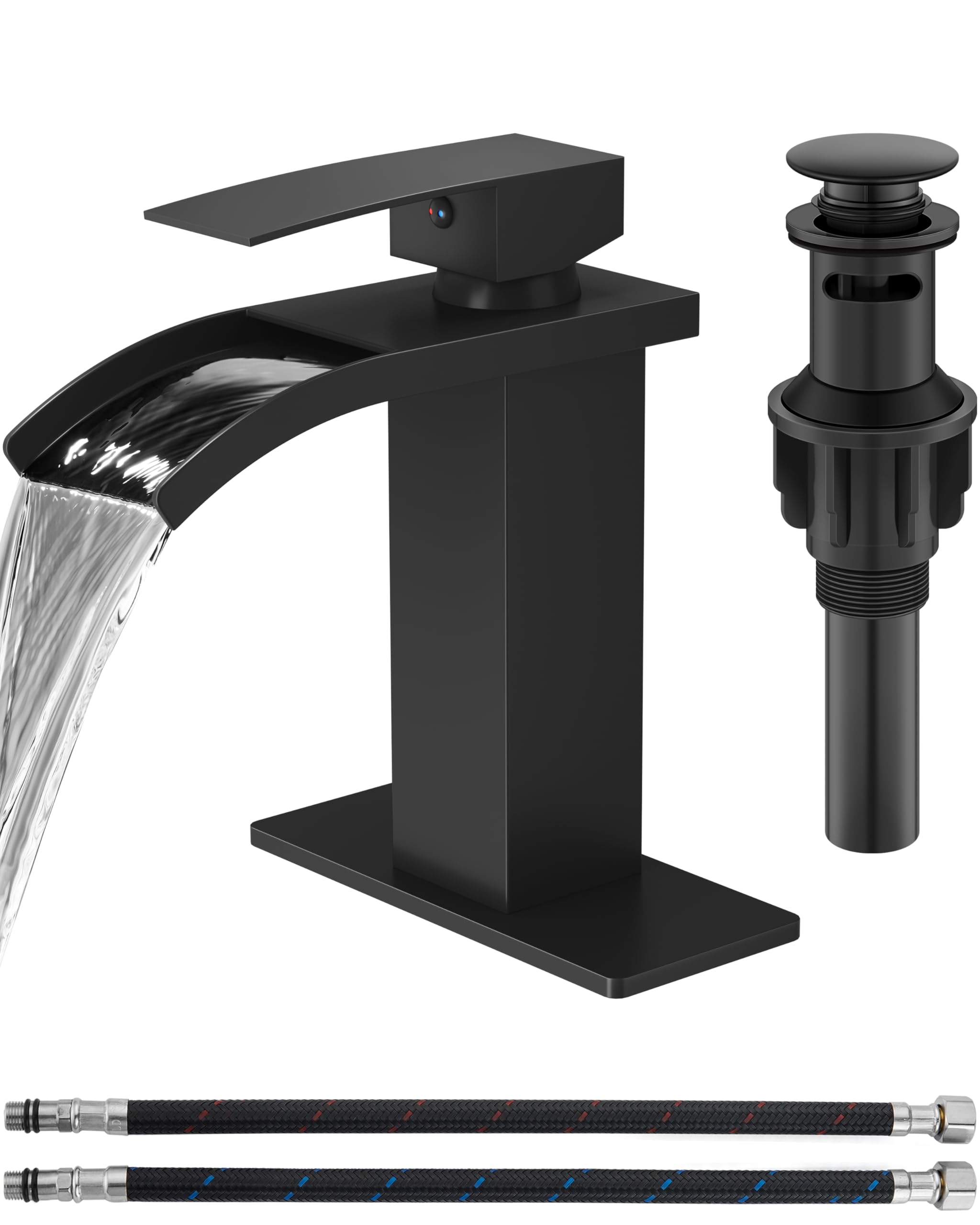 GBBNE waterfall faucet close-up showing a smooth cascade for a luxe bathroom