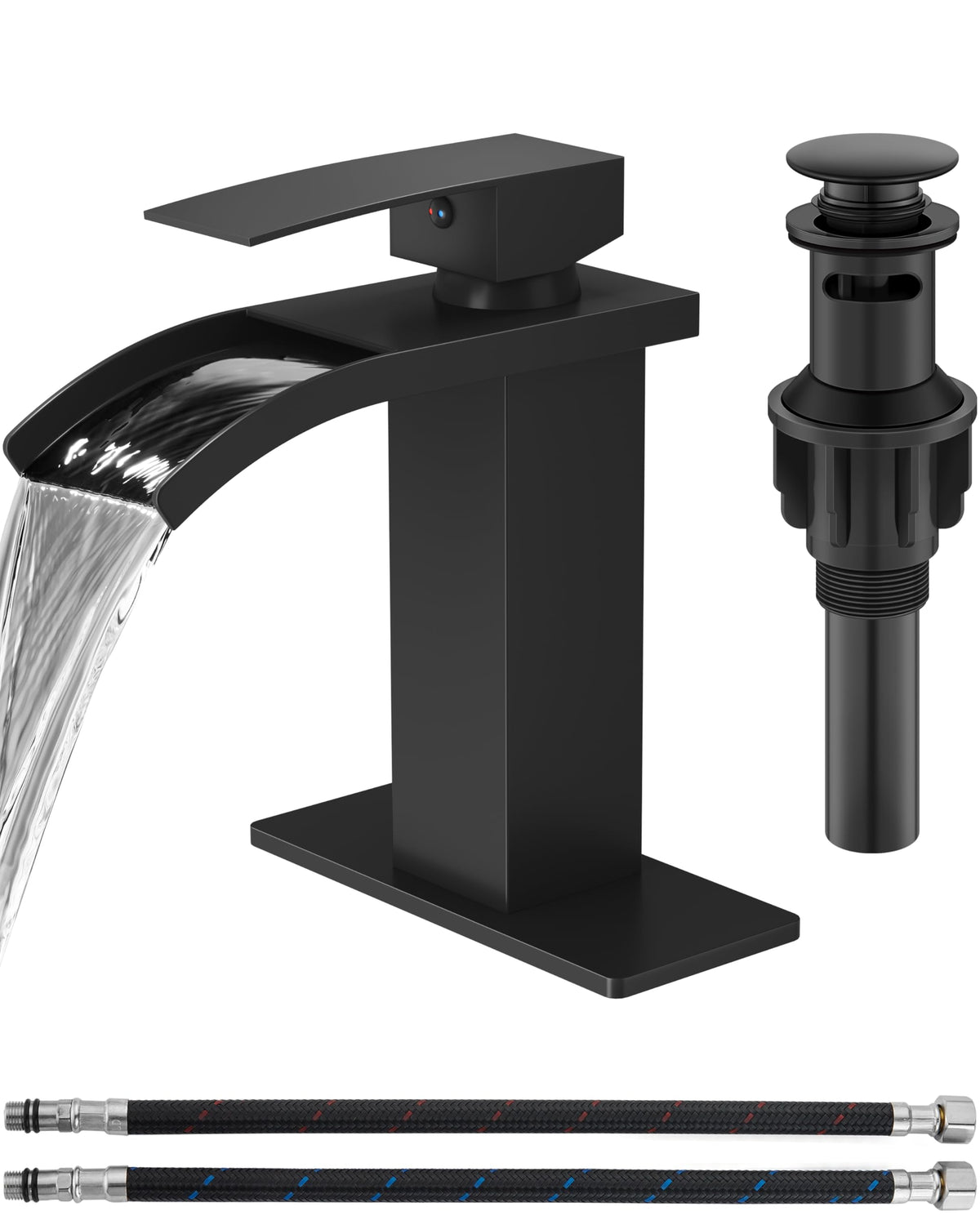 GBBNE waterfall faucet close-up showing a smooth cascade for a luxe bathroom