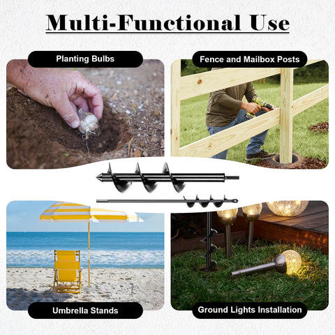 GBekery auger drill bit enables holes for posts, lights, and umbrellas