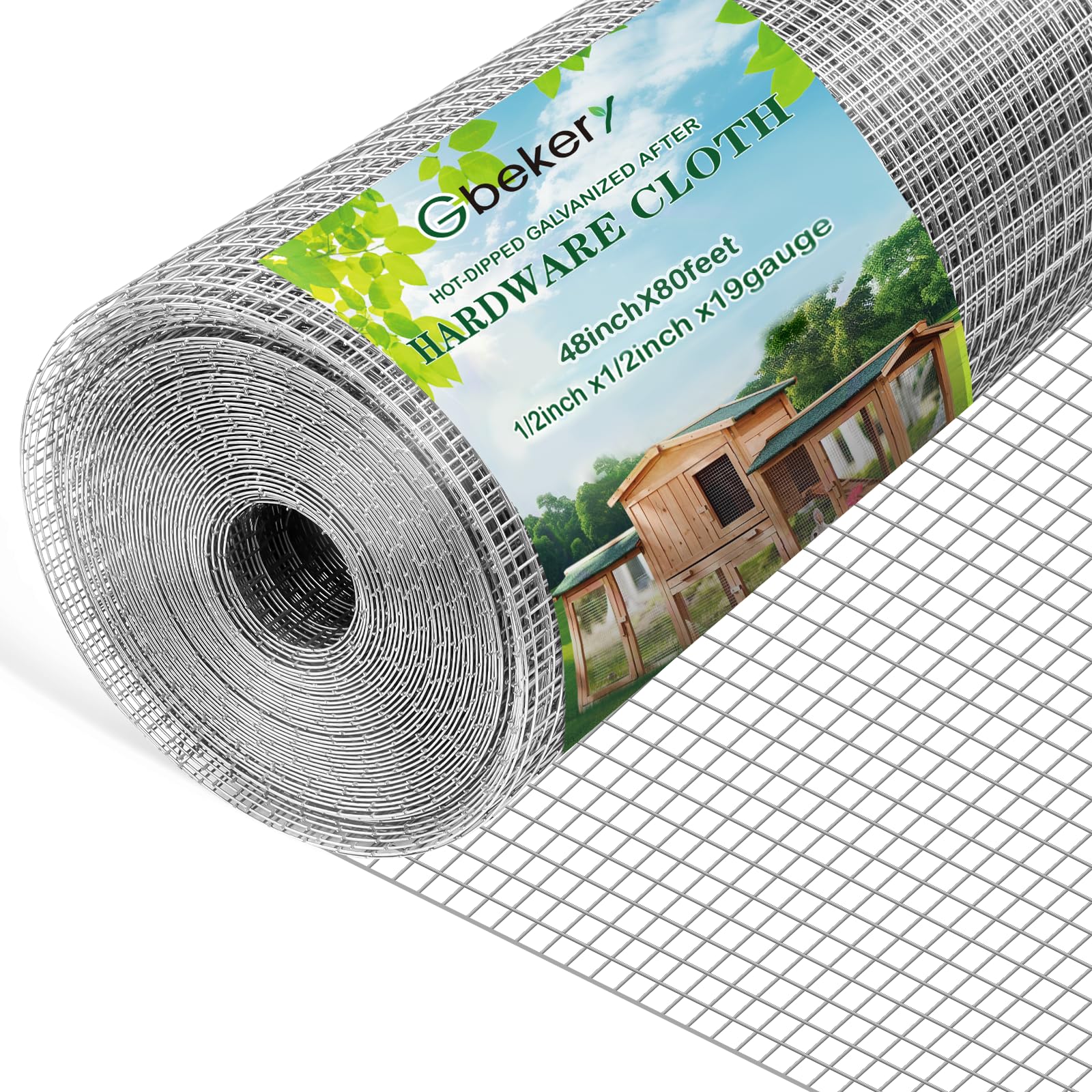 Gbekery hardware cloth roll, 48in wide and 80ft long, ideal for durable outdoor fencing.