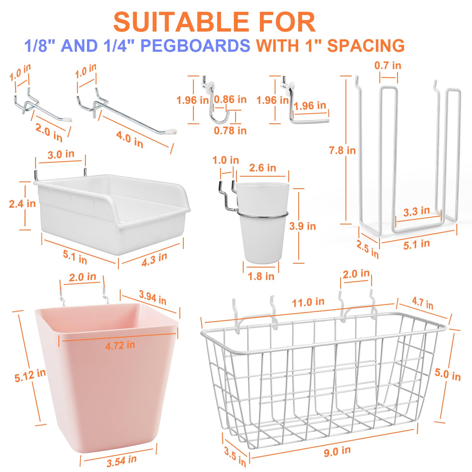 G.CORE pegboard medium bins and cups in white-pink setup