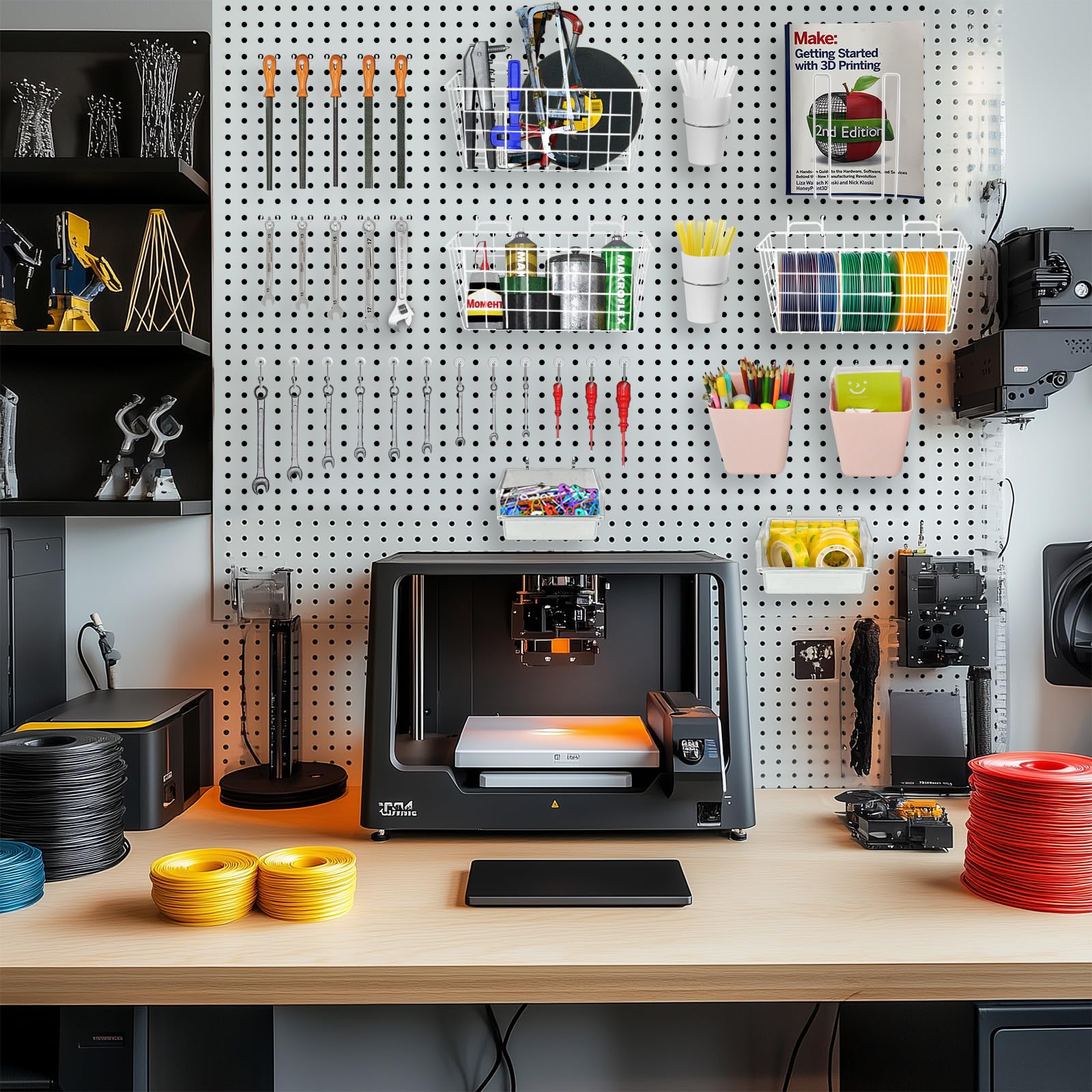 G.CORE pegboard organization setup showcasing workspace efficiency