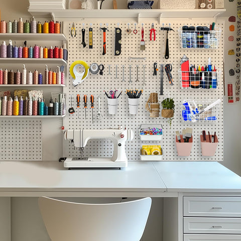G.CORE pegboard white-pink display for craft and workshop use