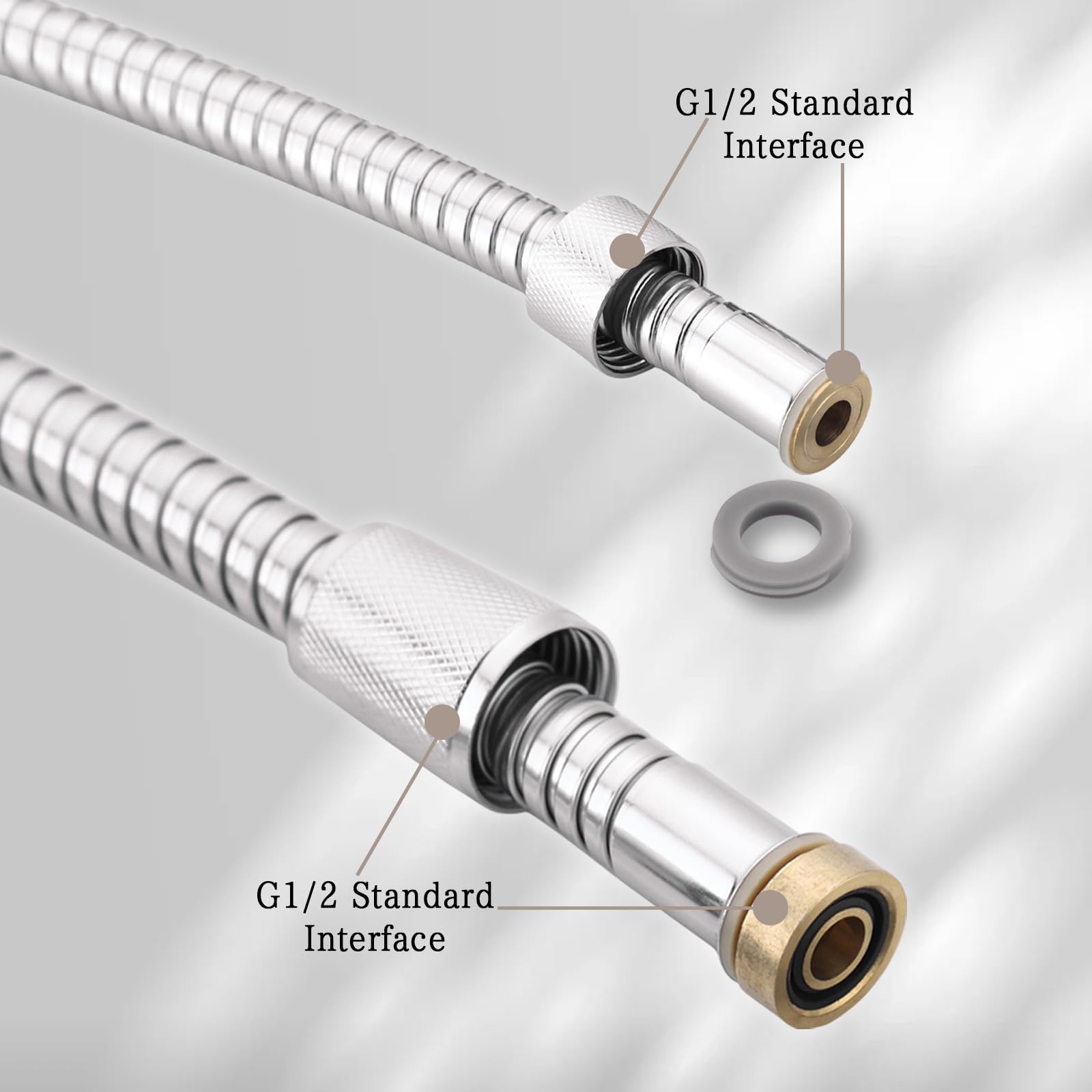 Metal longlife hose reduces twisting for smoother shower use