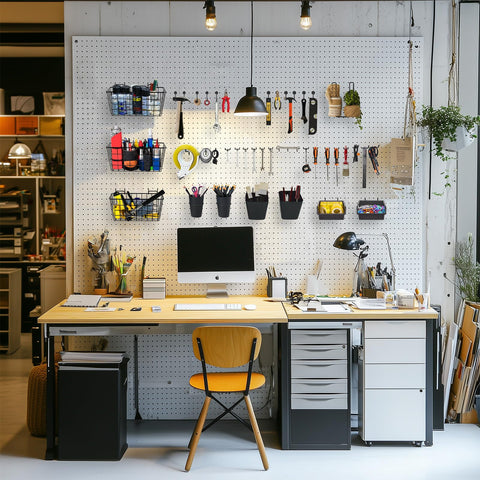 G.CORE pegboard L-hook versatile mounting for fixtures.
