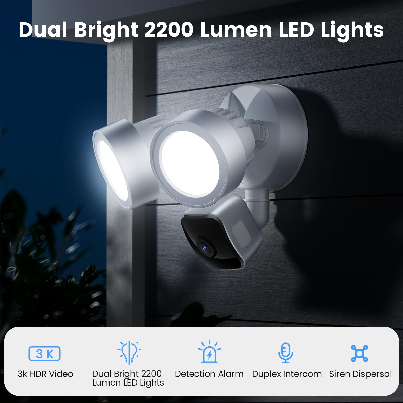 gdend floodlight camera wide-angle view shows 270° coverage and no blind spots.