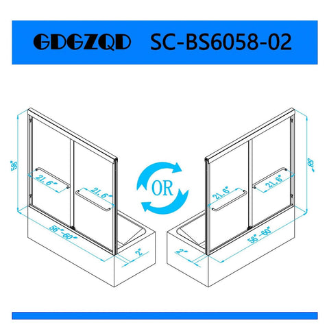 GDGZQD bathtub shower door double sliding for easy entry and exit.