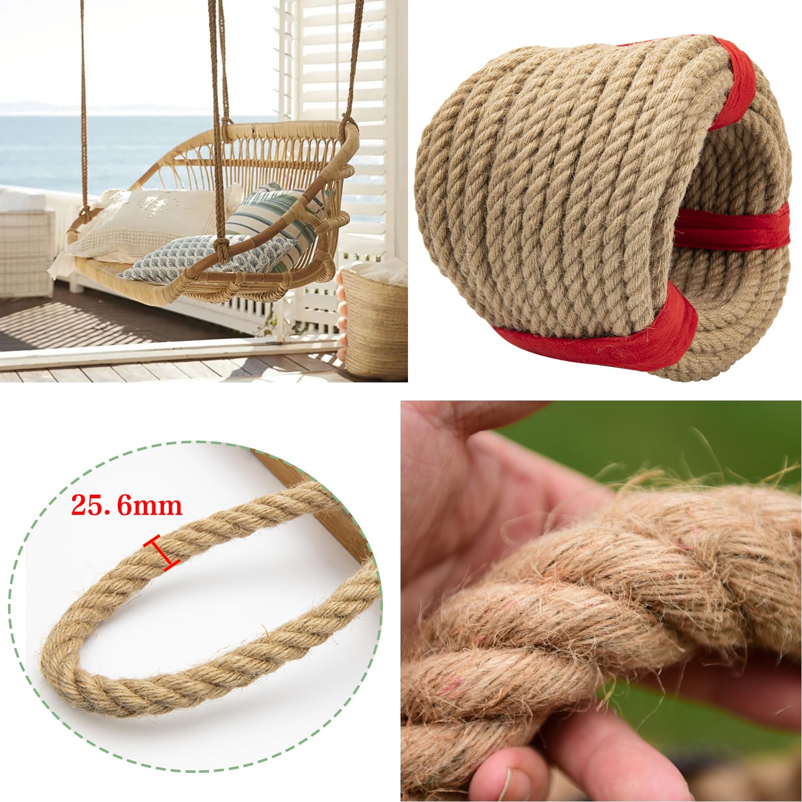 GDHSWJ natural hemp rope for crafts and decorations.