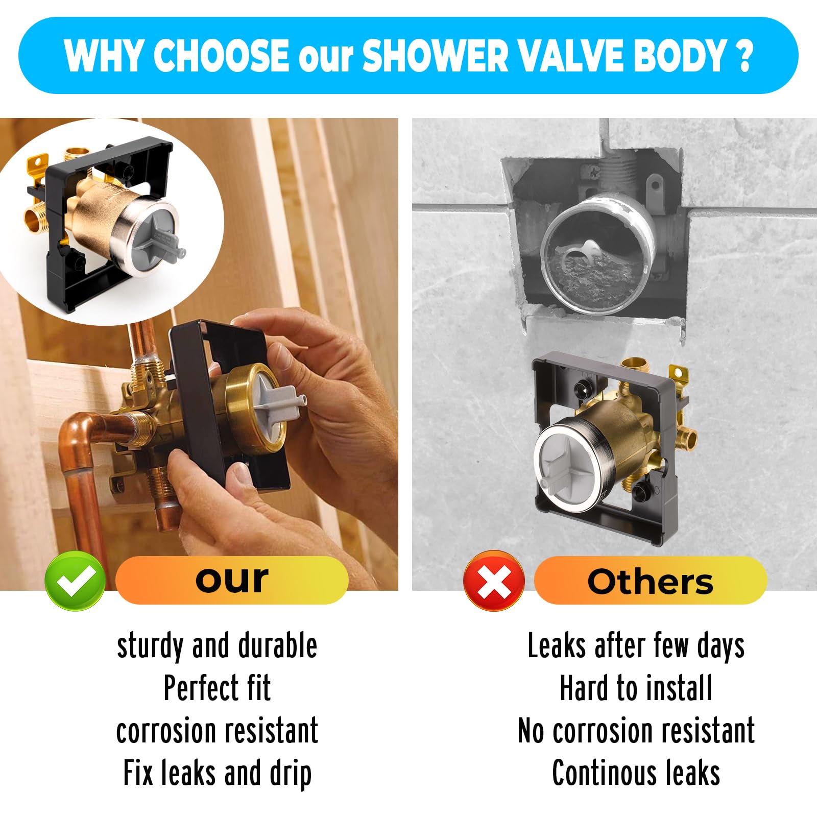 GDLIN solid brass valve body—rust-resistant and durable for long-term use.