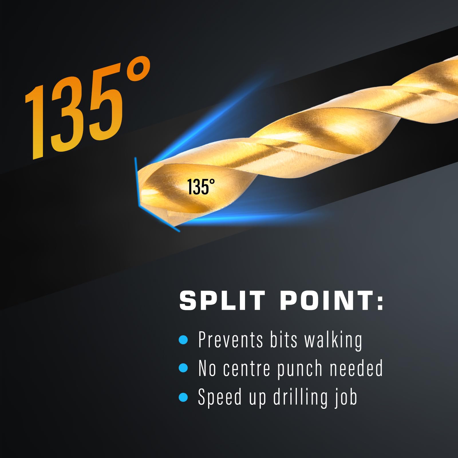 GDLIN titanium-coated bits deliver clean holes through metal and wood