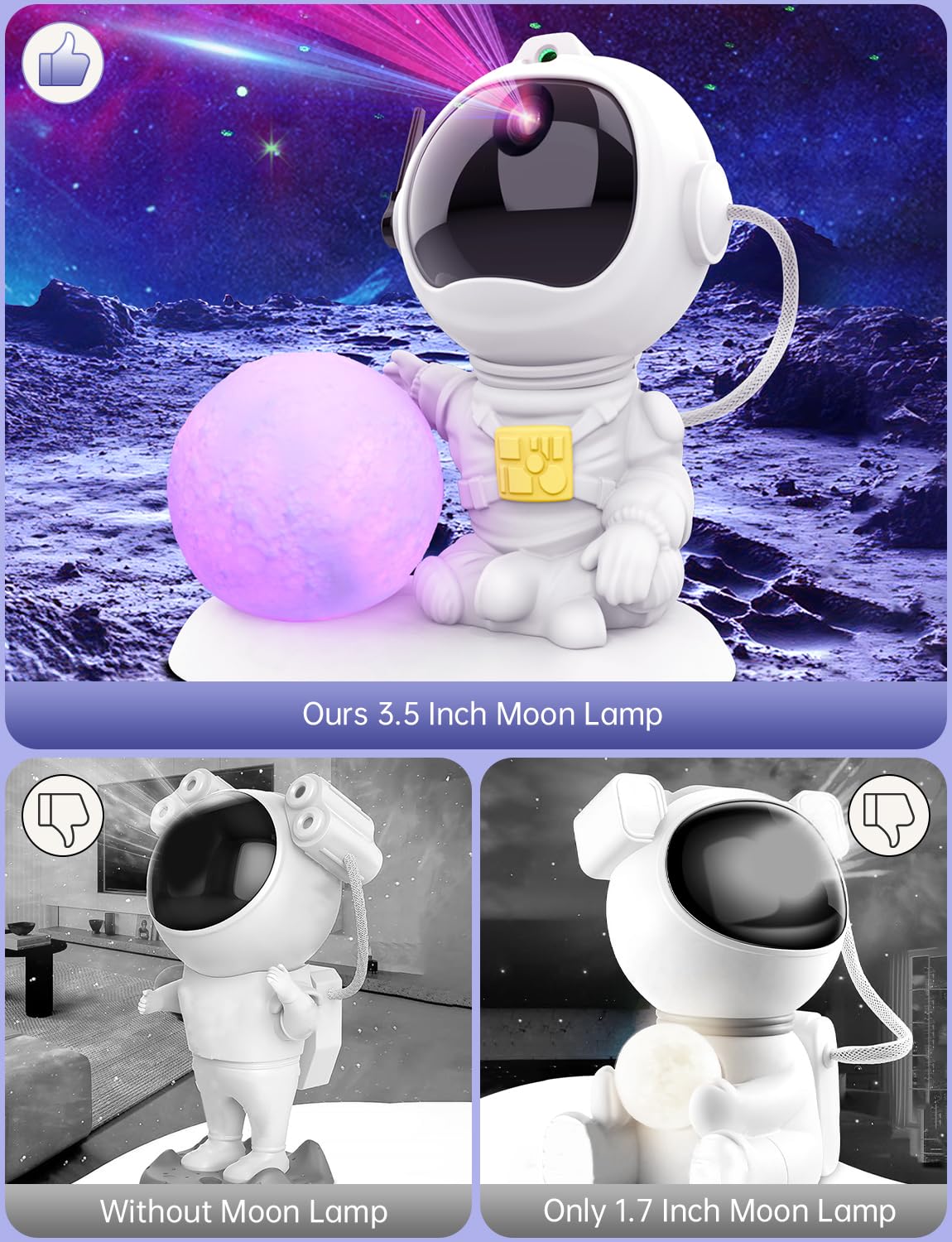 GDNZDUTS Astronaut Galaxy Projector eight-color moon lamp enhances decor.