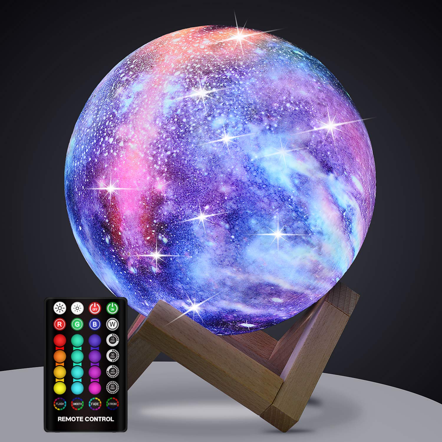 GDPETS Moon Lamp 4.8-inch with wood stand provides a cozy, kid-friendly glow for bedtime.