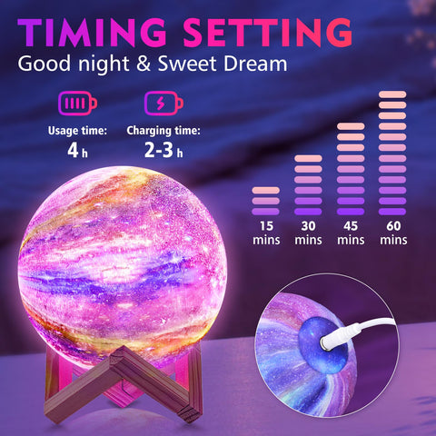 GDPETS Moon Lamp uses safe, 3D-printed PLA for a tactile, child-friendly surface.