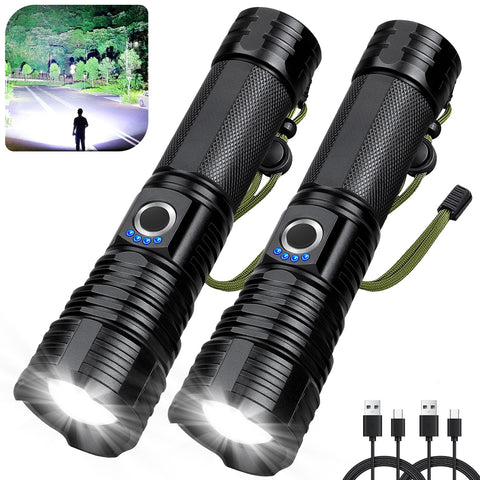 GDPLUS 2-pack 99000-lumen flashlight front view for powerful illumination