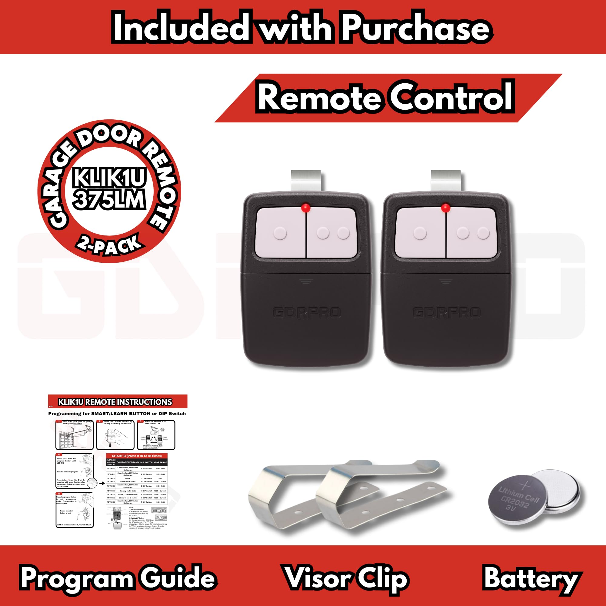 GDR PRO 2X two-button design enabling two-door or two-gate control.