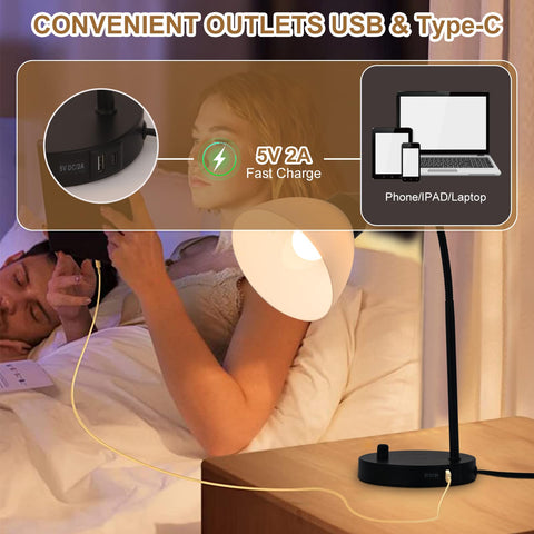 GDRKNP desk lamp USB ports keep devices charged while you work