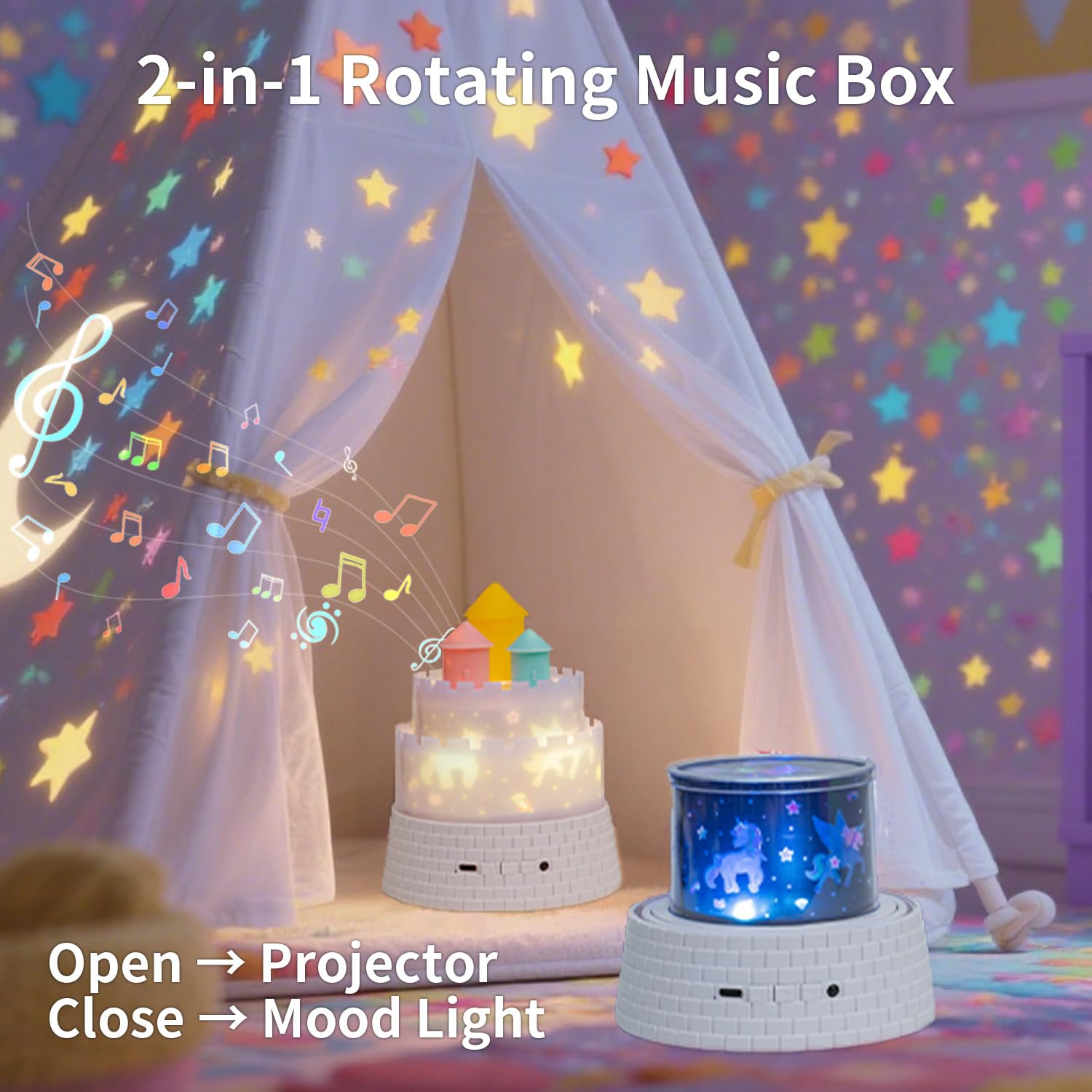 GDSZBYSM Princess lamp projector with remote for easy bedtime setup.