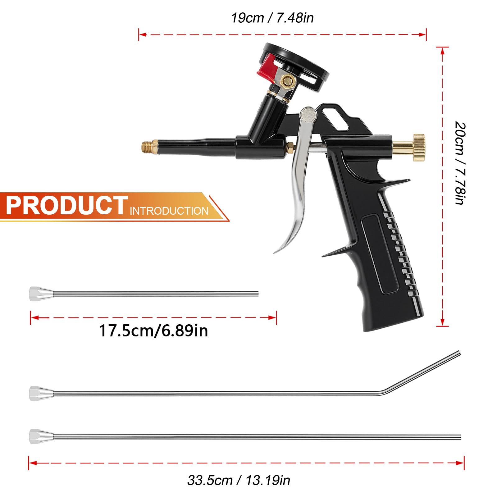 GDUSMCN foam spray gun with 3 nozzles enables precise dispensing options
