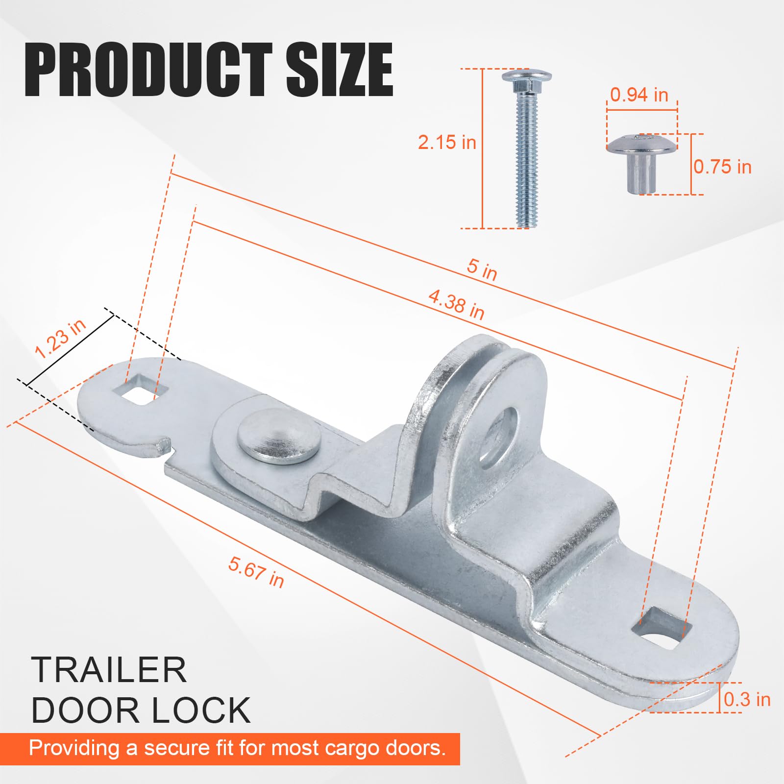 GDW latch keeper installed on trailer door demonstrates secure closure and rust resistance.