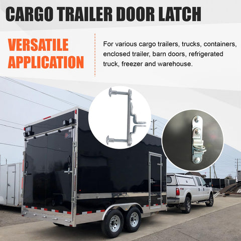 Installed enclosed trailer hasp latch shown on a sturdy surface.