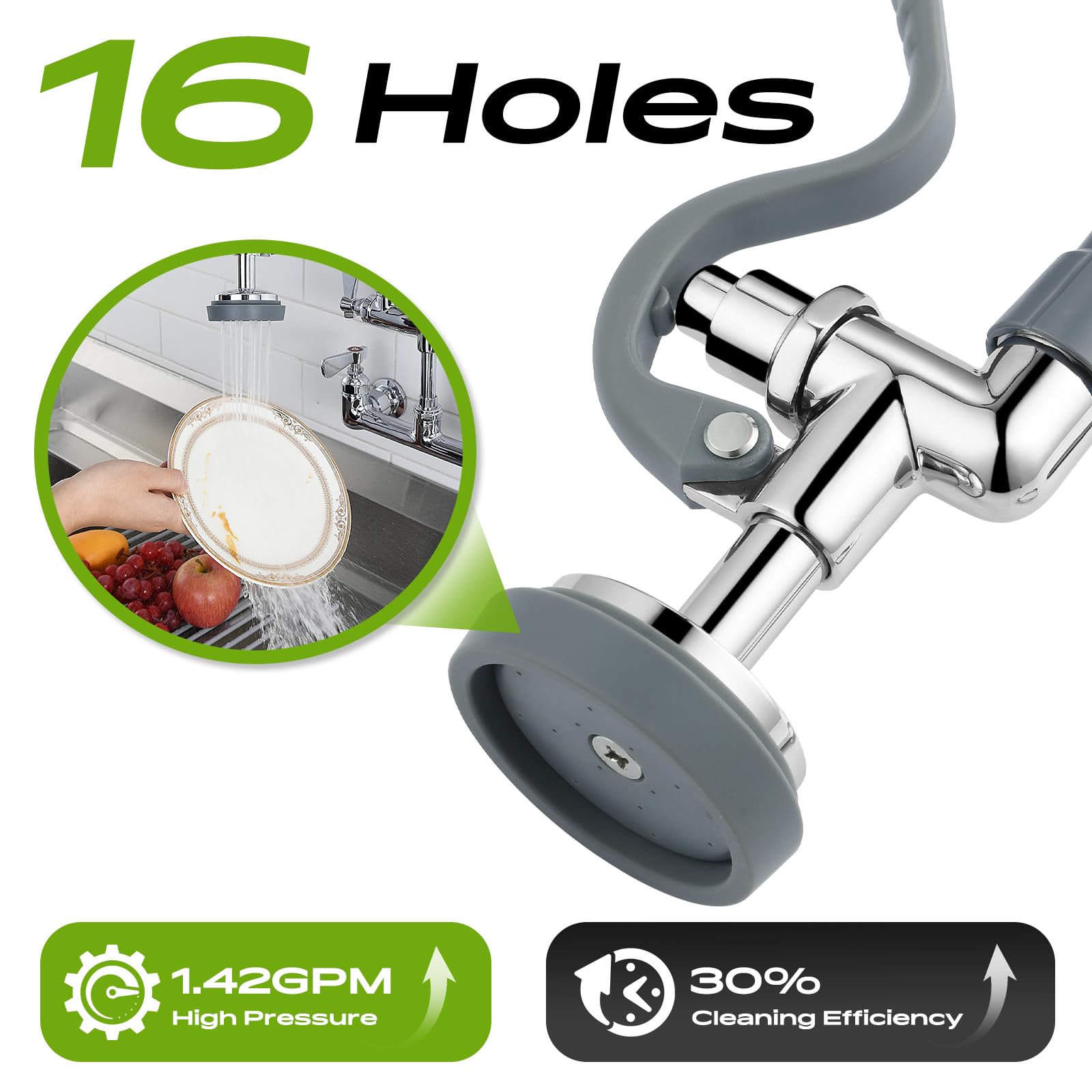 Gdyfdskin sealing rings and thick nut help prevent leaks.