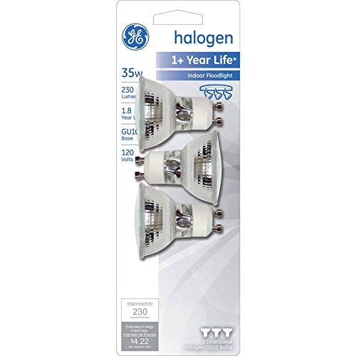 GE 35-Watt EQ dimmable halogen flood bulb front view ideal for indoor task lighting.