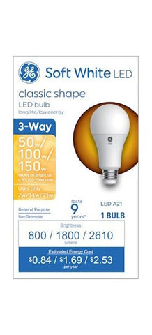 GE Basic LED A21 3-Way Bulbs in daily fixtures save energy and maintenance.