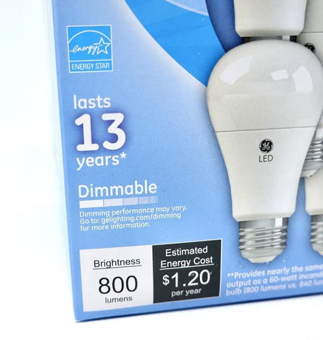 GE Daylight LED A19 12-pack box for multiple rooms and fixtures.