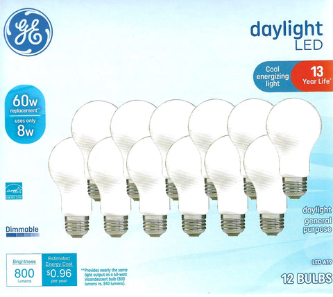 GE Daylight LED bulbs 8W 60W equivalent for crisp daylight task lighting