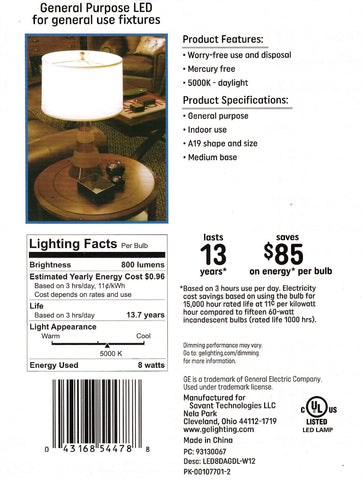 GE Daylight LED bulbs dimmable 12-pack for adjustable room lighting