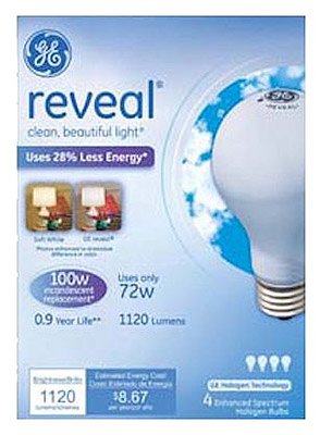 GE halogen bulb SW 72W 4-pack delivers crisp home and office lighting.
