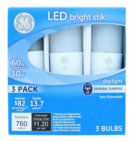 GE Lighting 79369 Bright Stik 3-pack, pack shot for easy replacement