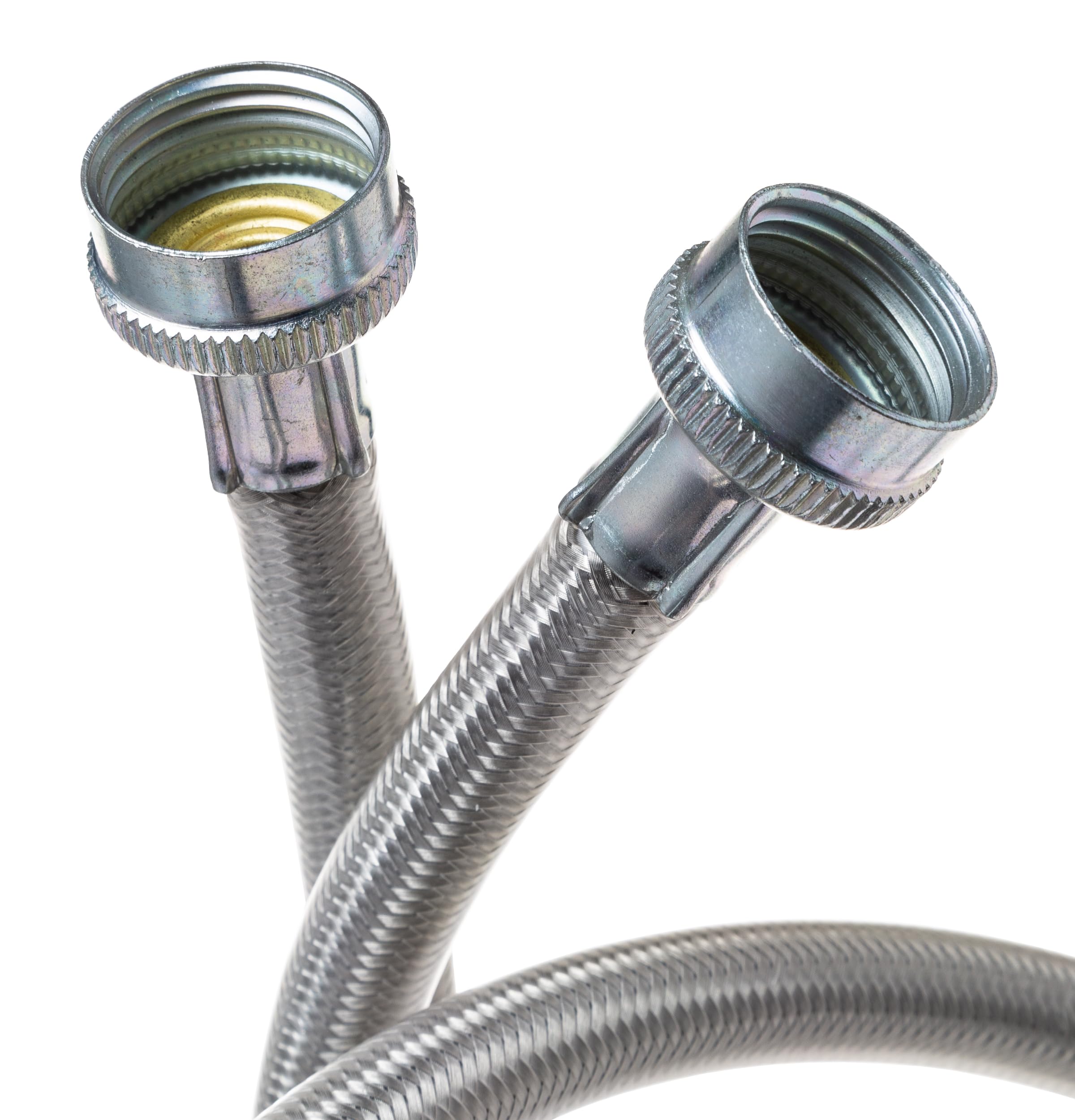 GE 4 ft washing machine hose showing straight length for flexible routing