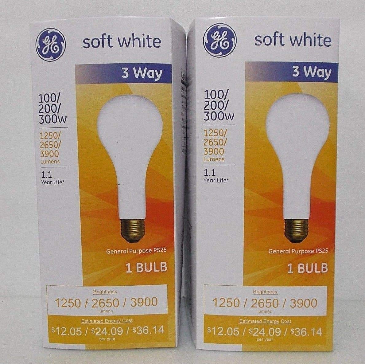 GE PS25 soft white 3-way bulb for versatile brightness in workshops