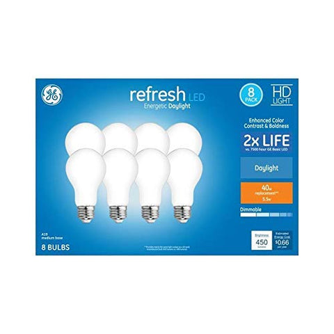 GE Refresh 40W EQ Daylight dimmable LED bulbs for bright, energetic spaces.