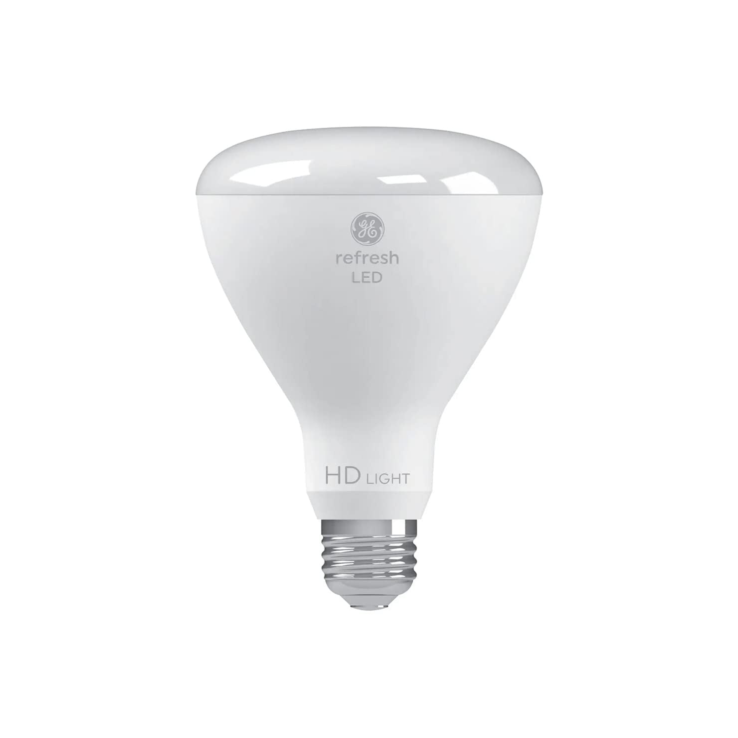 GE Refresh BR30 LED bulbs six-pack in damp-location fixtures for reliable daylight