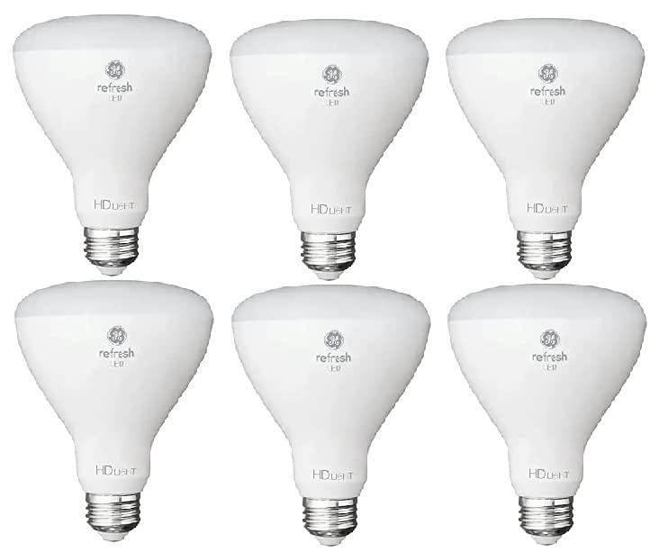 GE Refresh dimmable BR30 LED side view suited for recessed fixtures and track lighting.